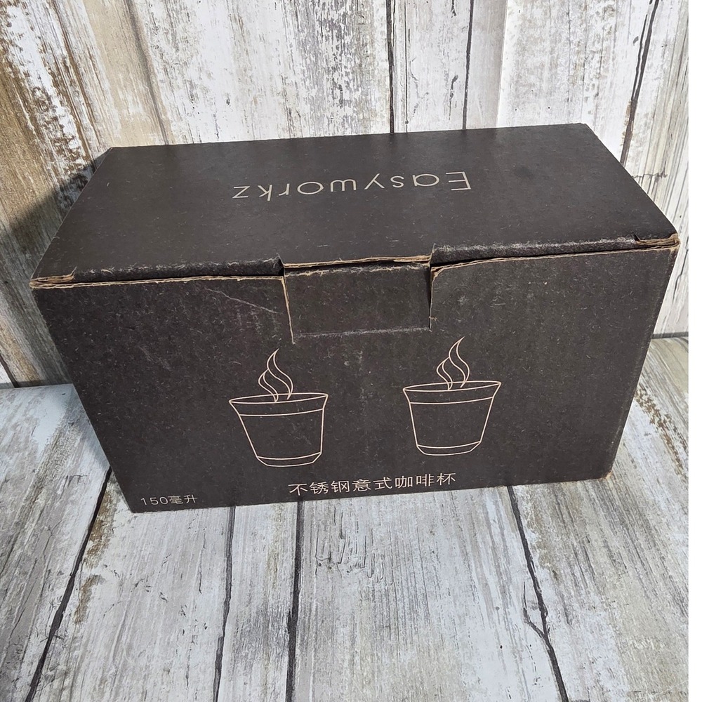 Easyworkz Stainless Steel Espresso Cup Set 2pc 5oz Double Wall EZ-MG100B Silver - Picture 8 of 8
